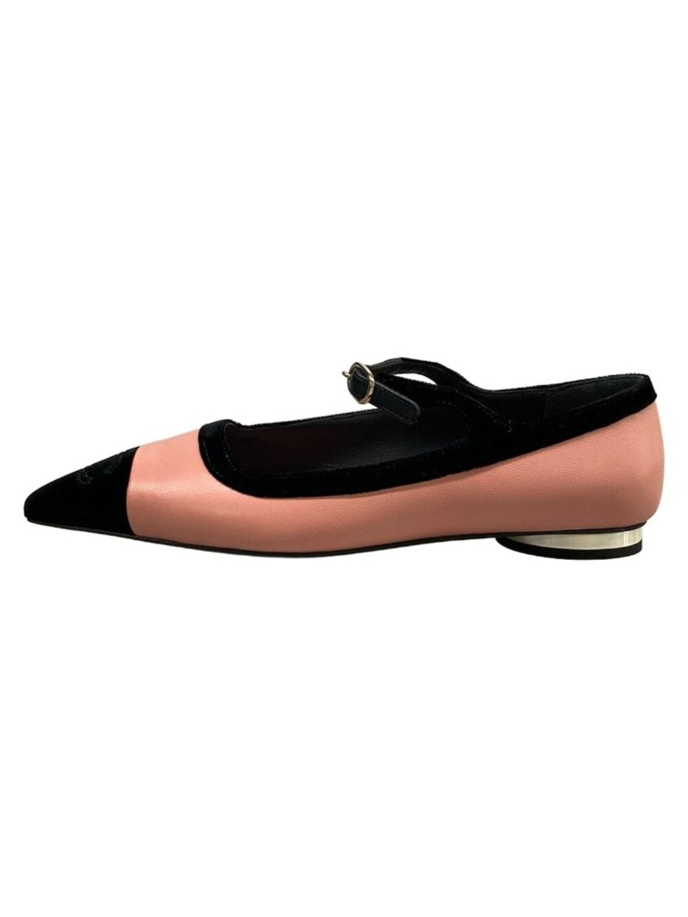 Chanel Flat Shoes 1 2C Mary Jane Light Pink CC Logo Lambskin 37